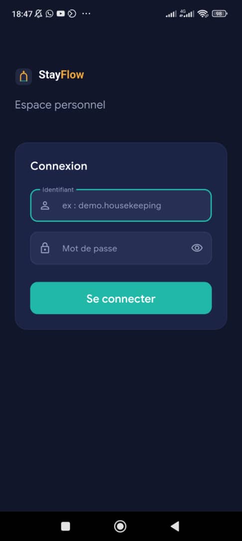 Page de connexion mobile